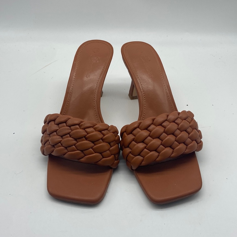 Ermonn Womens Square‎ Open Toe Heels Sandals Size 7.5